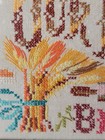 Vtg 1958 Cross Stitch Embroidery Wall Art Give Us This Day Our Daily Bread 21x10