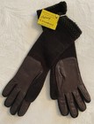 Vtg Grandoe Dark Brown Acrylic Knit  Leather Palms Gloves One Size 13    New Nwt