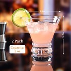 8oz Stemless Martini Glasses Set Of 2  Hand Blown Stemless Cocktail Glasses For