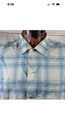 Vintage 1950 s 60 s Penney   s Shirt Mens M Blue White Shadow  Plaid Two Pocket
