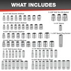 Eaceliy  122pc 1 4  3 8  Drive Impact Socket Set Ratchet Wrench Extension Bar