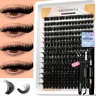 Groinneya Lash Clusters Kit With Waterproof Strong Hold Diy Lash Extension Kit L