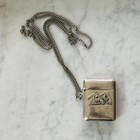 Antique Equestrian Vesta Case Match Safe - Double Horse Head Motif Alpaca Silver