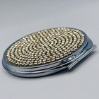 Vtg  Rhinestone Jeweled Silver Tone Compact Dual Mirrored Vanity Makeup 2 75x3in