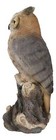 Brown Great Horned Owl Perching On Tree Branch Figurine Nocturnal Bird 14 h