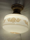 Large Restored Antique Vtg Arts Crafts Deco Milk Glass Schoolhouse Ceiling Light