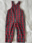 Vintage 90s Boys Gymboree Holiday Plaid Green And Red Overalls