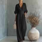 Elegant Slim V-neck Womens Azure Jumpsuit Sizes S-xl Free Shipping