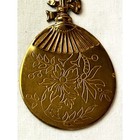 Vintage Large All Brass Pierced Earrings-antique Hand Fan Shape-engraved Floral