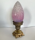 Antique Pink Hobnail Dresser Night Light In Brass Metal  12 