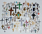 Vintage-mod Huge Lot Of 125 Religious Christian Cross Catholic Pendants Charms