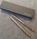 Parker 75 Classic Ballpoint   Pencil Set Flighter  Stainless Gt Mint In Box
