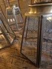 Vintage Lamp Shades Brass Beveled Glass Light Ceiling Fan Hexagon - Lot Of 4