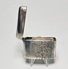 19c art Nouveau Vesta Case Silver-plated Match Safe Box Striker Curved W maiden