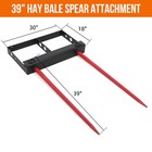 39  Dual Tine Hay Bale Spear Skid Steer Loader Tractor Bucket Attachment 4000lbs