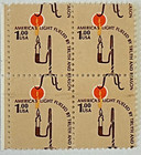 1610 Rush Lamp  Americana Issue Major Color Shift Error Mnh  1 Block Of 4 1979