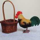 Antique Steiff Rooster W Button And Mohair W Jumeau Basket  For A Dollhouse Top