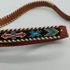 Vintage Seed Beaded Western Belt Leather Brown 31  Read For Repair Or Crafts