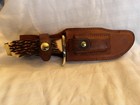 Vintage Usa Made Schrade 171uh 171 Pro Hunter Knife W  Leather Sheath Stone