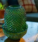 Green Carnival Fairy Lamp Mosser Diamond Cut Deep Glass Glimmer Courting