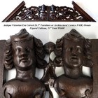Antique Victorian Carved 26 5  Furniture  Architectural Crown Pair  53  Figural