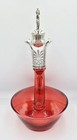 Fine Victorian Sterling Silver Mounted Cranberry Glass Puzzle Jug Sheffield 1875