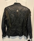 Harley-davidson Leather Jacket Fringe Wings Detail Size S Black Vintage