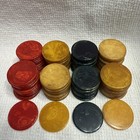 Vintage Bakelite Catalin 98 Poker Chips Butterscotch Red  Green Swirl Marbled