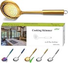 Golden Cooking Skimmer With Titanium Plating  Stainless Steel Gold Strainer     