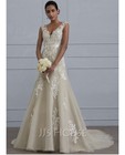 Ivory Lace Wedding Dress V-neck Open Back Corset Train Bridal Gown     Never Worn