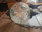 Vintage Mcm Clear Bubble Glass Hanging Swag Light Fixture  9  Dia   - Works
