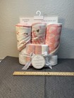 Modern Baby 6 Piece Bath Set  Pink And White Hooded Towels And Washcloths 