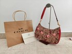 Coach Cy694 Teri Shoulder Bag Signature Canvas Cherry Print Pink Brown