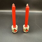 2 Vtg Taper Candle Holders Miniature Poinsettias Funny Design W Germany