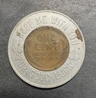 Encased Coin 1948 D Lincoln Cent Iron City Beer Good Luck Penny Pittsburgh