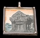 Vintage 1960s Cambodian Sterling Silver Pendant Preah Vihear Temple 6 Riel Stamp