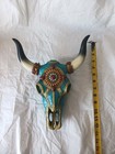 Southwest Steer Bison Cow Aztec Sun Gold And Turquoise Mosaic Skull Wall Decor