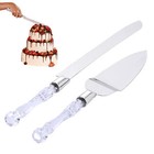 Silver Cake Cutting Set For Wedding And Birthday With Knife And Server Crystals