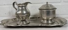 Vintage Stieff Pewter Colonial Williamsburg Creamer Sugar Tray Set 
