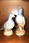 Vintage Mr  Wales Ceramic Doves Pair Blue Pigeons Japan 1950-70s