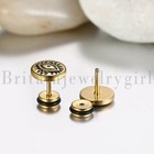 2pcs Men Women Stainless Steel Evil Eye Round Dumbell Barbell Ear Stud Earrings