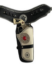Hubley Rodeo Toy Cap Gun Pistol Bull Head W Black-white Holster Concho Vtg