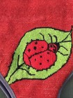 Vintage Tennis Racket Zip Cover 1960s-70s Needlepoint Lady Bugs   Denim Retro