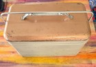     vintage Cooler Knapp Monarch Therm-a-chest Picnic 1950 s Painted Steel Chest 