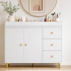 White Baby Changing Table Dresser With 3 Drawers Cabinet Waterproof Changing Pad