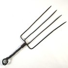 Early American Wrought Iron Kitchen Tool Long 4 Prong With Twisted Handle