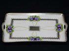 Antique Pm Porzellanfabrik Moschendorf Vanity Tray Violets Gold Trim   Accents