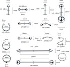 Oveta 55-150pcs Body Piercing Jewelry Lot 14g 16g 20g Stainless Steel Nose Lip T