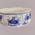 Chinese Porcelain 10 5    Planter Vintage Antique Blue White Lotus Vine Ruffled