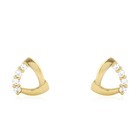 14k Yellow Gold White Zircon Open Triangle Shaped Baby Screw Back Stud Earrings